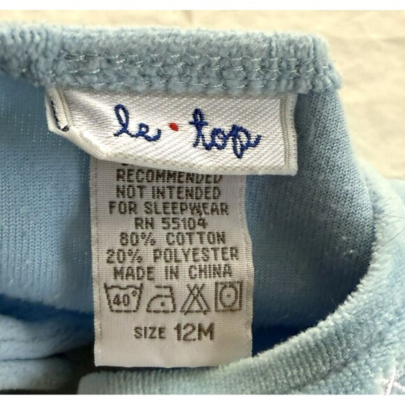Vtg Le Top Romper Velour Blue Snowman 3D Pockets Xmas Christmas Winter Sz 12M - Picture 4 of 8
